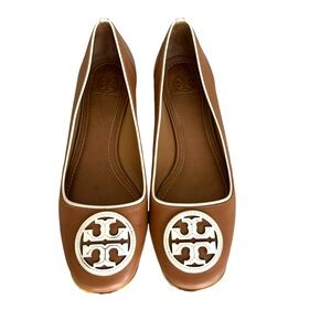 Tory Burch Chelsea Flats Leather Interlocking Double T Logo Ballet Flat Shoes